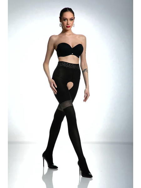 Collants noirs Amour Glamour avec un trou à l'entrejambe 80 den