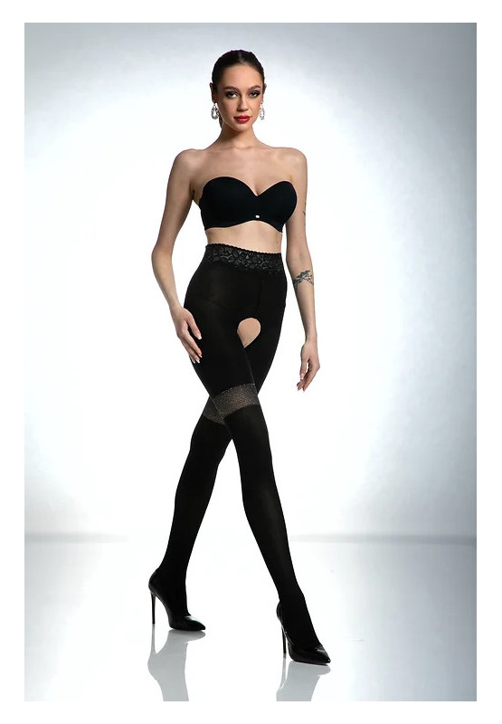 Collants noirs Amour Glamour avec un trou à l'entrejambe 80 den