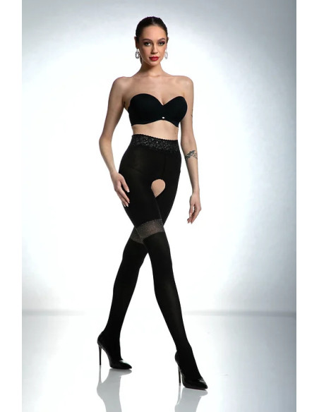 Collants noirs Amour Glamour avec un trou à l'entrejambe 80 den