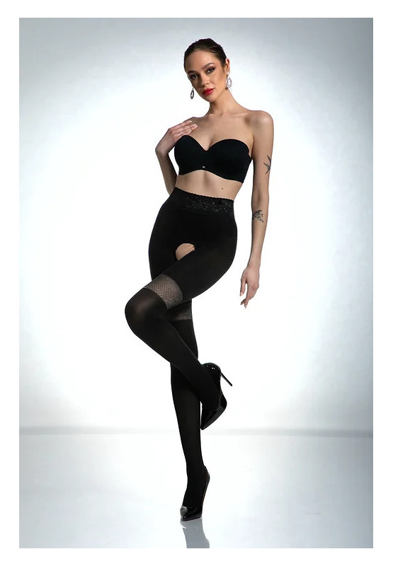 Collants noirs Amour Glamour avec un trou à l'entrejambe 80 den