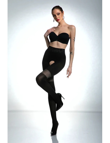Collants noirs Amour Glamour avec un trou à l'entrejambe 80 den