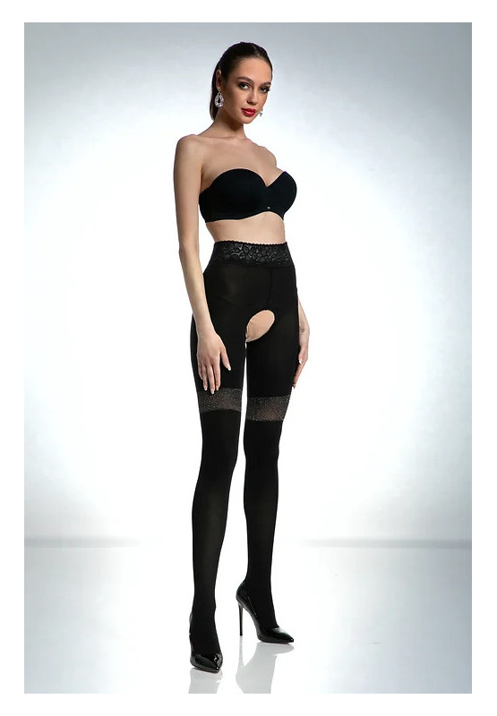 Collants noirs Amour Glamour avec un trou à l'entrejambe 80 den