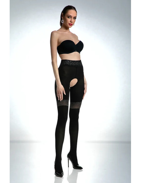 Collants noirs Amour Glamour avec un trou à l'entrejambe 80 den