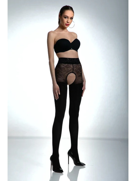 Collants ouverts Black Amour avec zircons 80 den