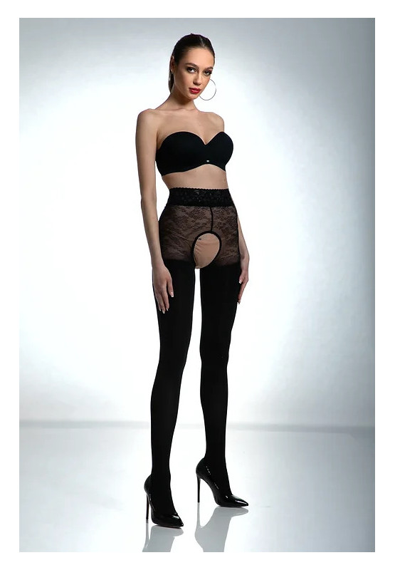 Collants ouverts Black Amour avec zircons 80 den