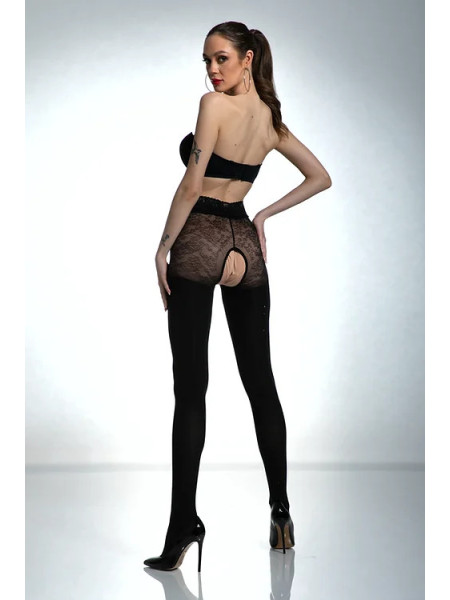 Collants ouverts Black Amour avec zircons 80 den 2