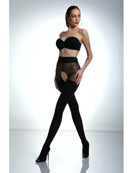 Collants ouverts Black Amour avec zircons 80 den