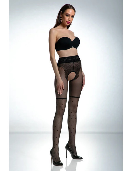 Collants Lolita noirs Amour comme des bas avec un trou à l'entrejambe