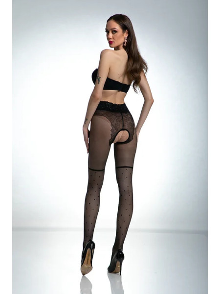 Collants Lolita noirs Amour comme des bas avec un trou à l'entrejambe 2