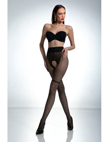Collants Lolita noirs Amour comme des bas avec un trou à l'entrejambe