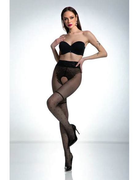 Collants Lolita noirs Amour comme des bas avec un trou à l'entrejambe