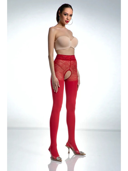 Collants rouges ouverts à l'entrejambe Amour Red 80 DEN