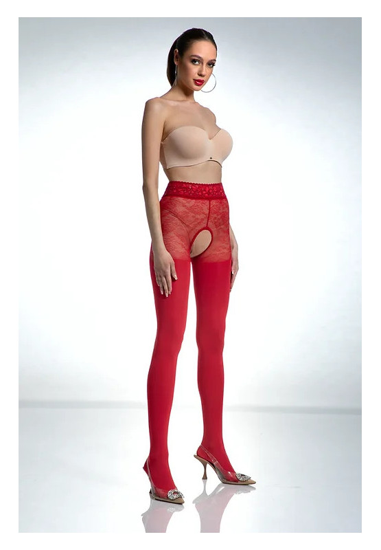 Collants rouges ouverts à l'entrejambe Amour Red 80 DEN