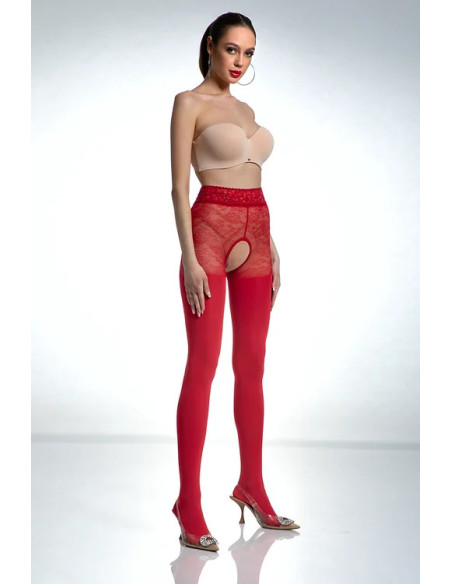 Collants rouges ouverts à l'entrejambe Amour Red 80 DEN