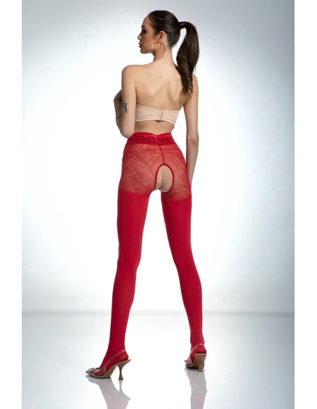Collants rouges ouverts à l'entrejambe Amour Red 80 DEN