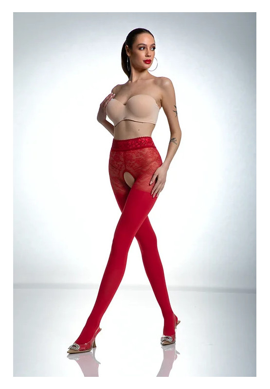 Collants rouges ouverts à l'entrejambe Amour Red 80 DEN
