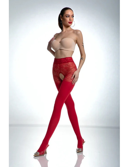 Collants rouges ouverts à l'entrejambe Amour Red 80 DEN