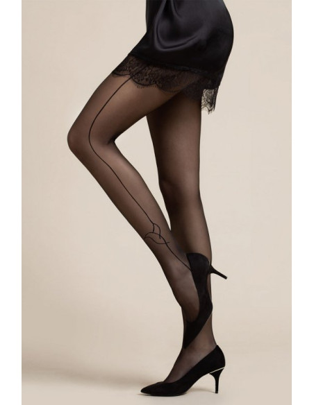 Collants transparents noirs Fiore Nada avec couture latérale