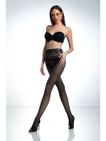 Collants taille en dentelle noire Amour Naked