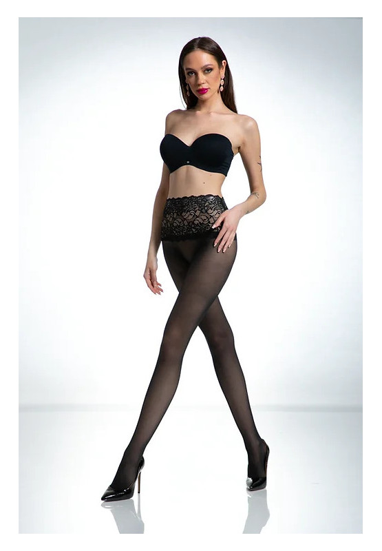 Collants taille en dentelle noire Amour Naked