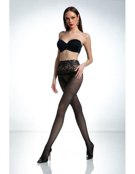 Collants taille en dentelle noire Amour Naked