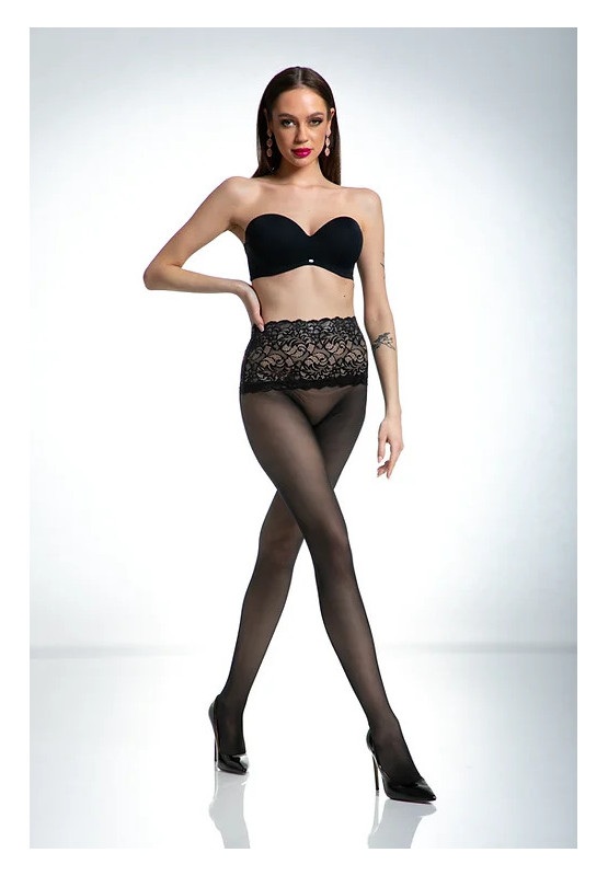 Collants taille en dentelle noire Amour Naked