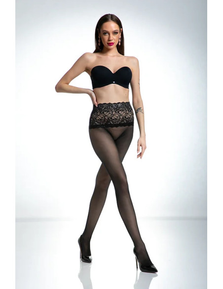 Collants taille en dentelle noire Amour Naked