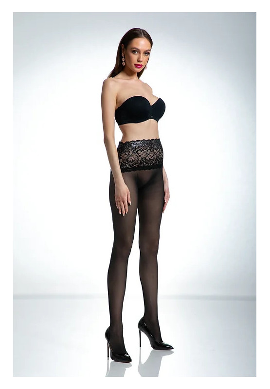 Collants taille en dentelle noire Amour Naked