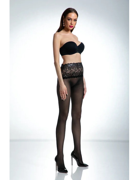 Collants taille en dentelle noire Amour Naked