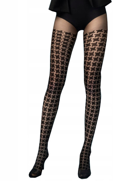 Collants noirs à motifs Fiore Mulinetto 20 DEN