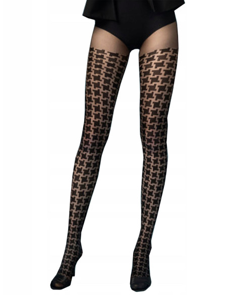 Collants noirs à motifs Fiore Mulinetto 20 DEN