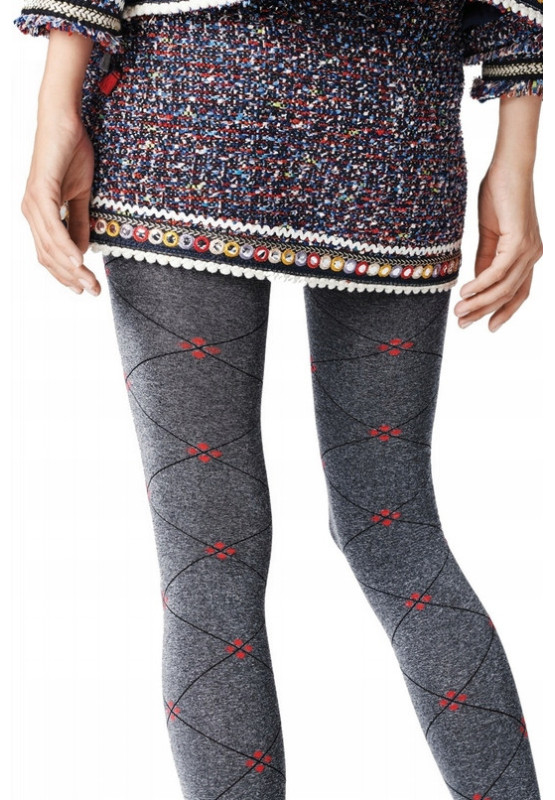 Collants opaques mats à motifs Fiore Libro à carreaux 40 den