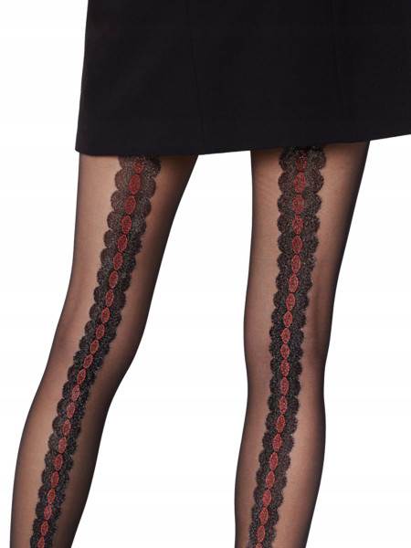Collants femme Fiore Corallo couture rouge 20 den