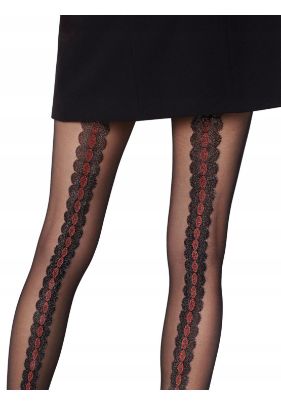 Collants femme Fiore Corallo couture rouge 20 den