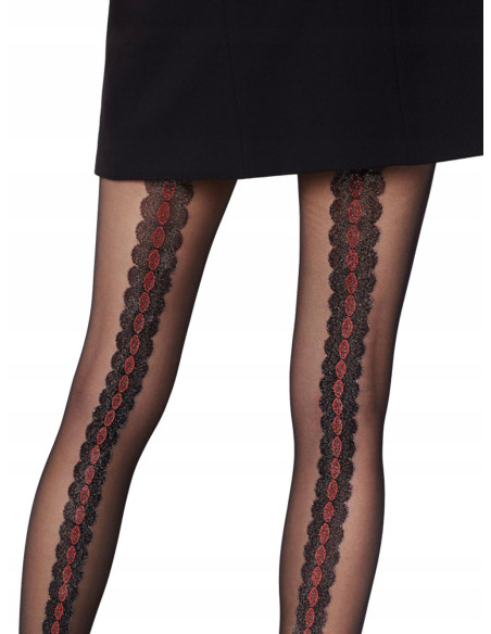Collants femme Fiore Corallo couture rouge 20 den
