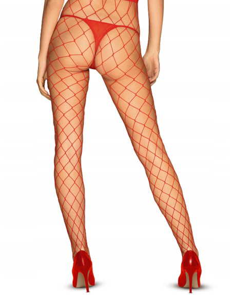 Collants résille rouges pour femmes Obsessive