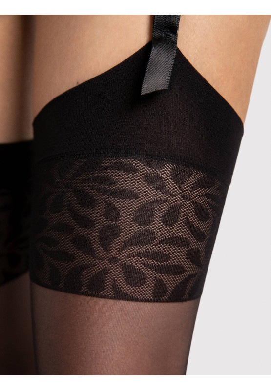 Bas taille 8 deniers très fins avec dentelle lisse