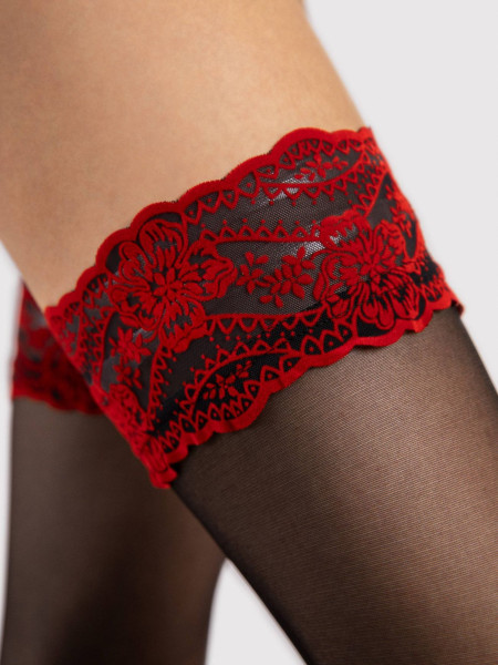 Bas autofixants rouges Fiore NOCTURNE 2