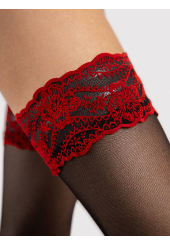 Bas autofixants rouges Fiore NOCTURNE