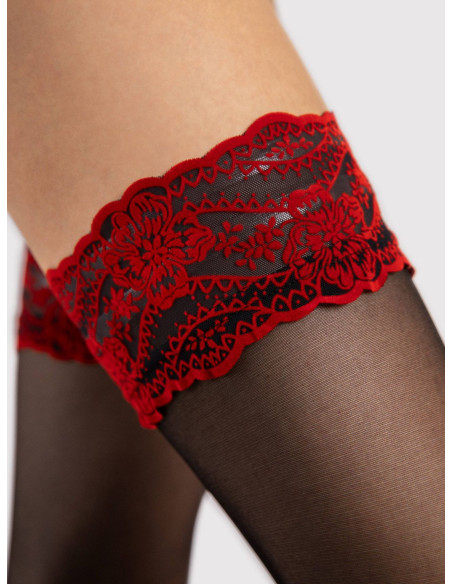Bas autofixants rouges Fiore NOCTURNE