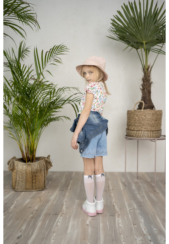 Chaussettes hautes pour filles avec un nœud décoratif