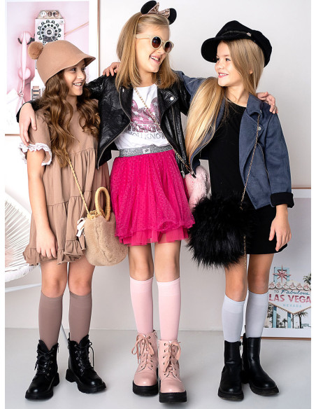 Chaussettes hautes pour filles, lisses, en microfibre