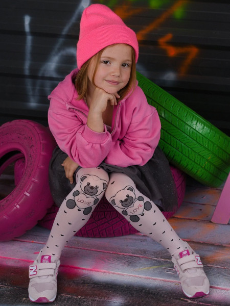 Collants NOQ Babsi pour enfants, ours en peluche, cœurs, 40 den
