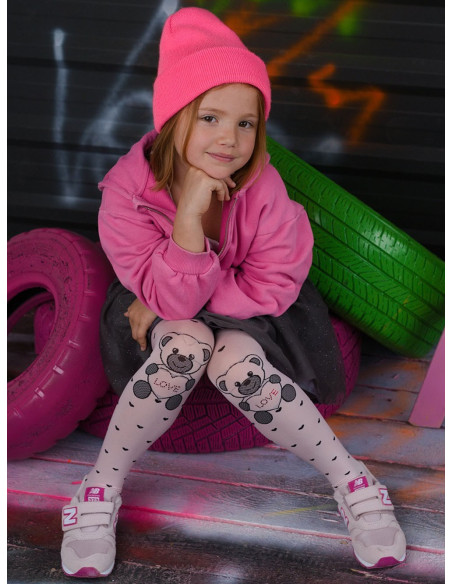 Collants NOQ Babsi pour enfants, ours en peluche, cœurs, 40 den