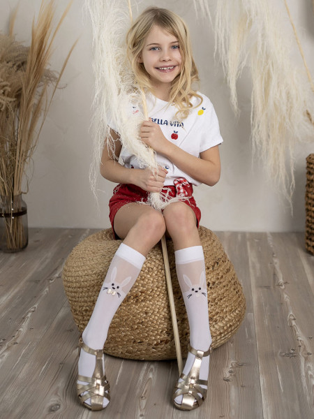 Chaussettes montantes lapin pour filles avec un motif lapin
