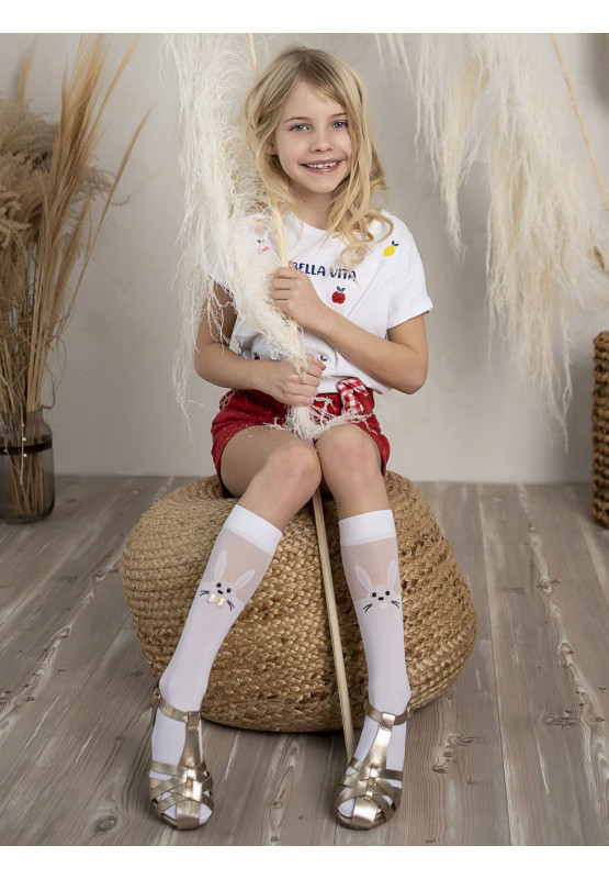 Chaussettes montantes lapin pour filles avec un motif lapin