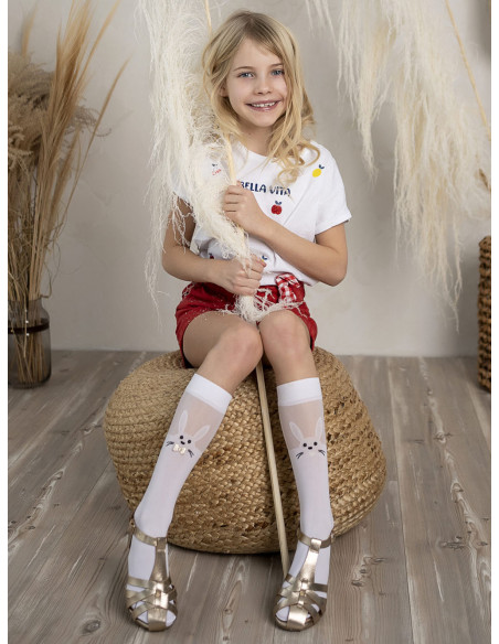 Chaussettes montantes lapin pour filles avec un motif lapin