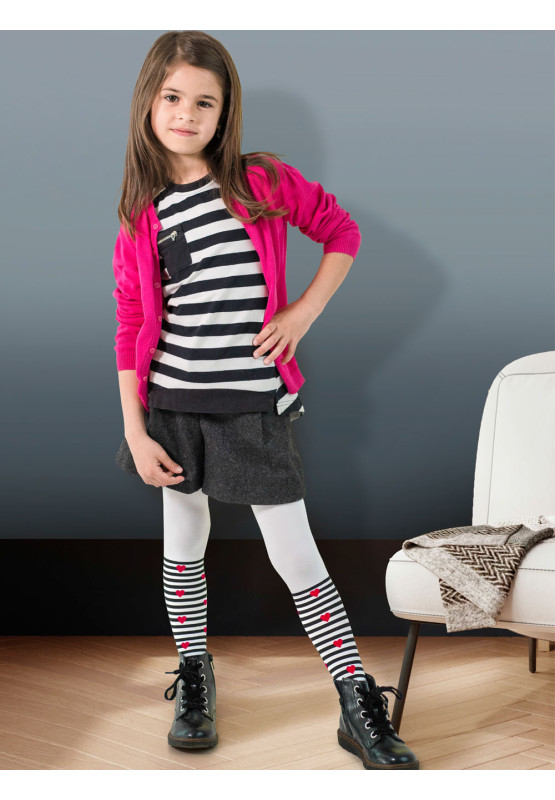 Collants enfant Camila à rayures cœur 40 den