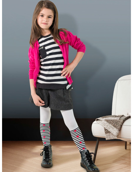 Collants enfant Camila à rayures cœur 40 den