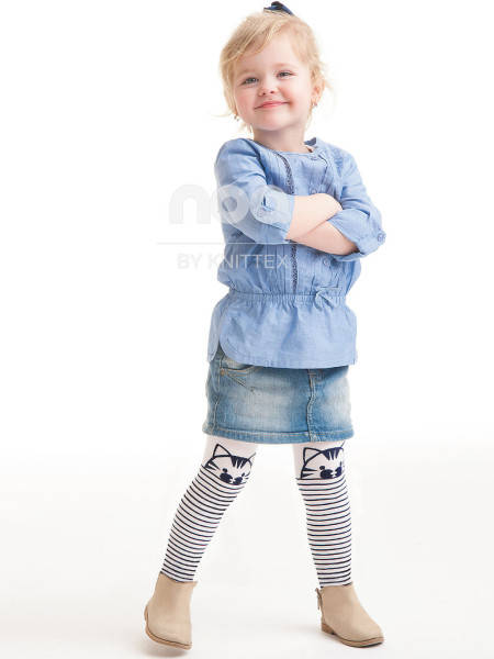 Collants NOQ Cat pour enfants avec chat sur le genou